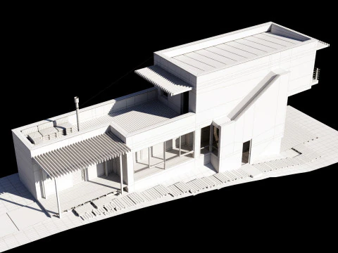 Modern house on a narrow plot 3D Model