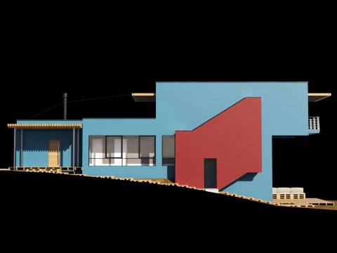 Modern house on a narrow plot 3D Model