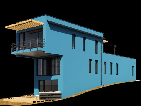 Modern house on a narrow plot 3D Model