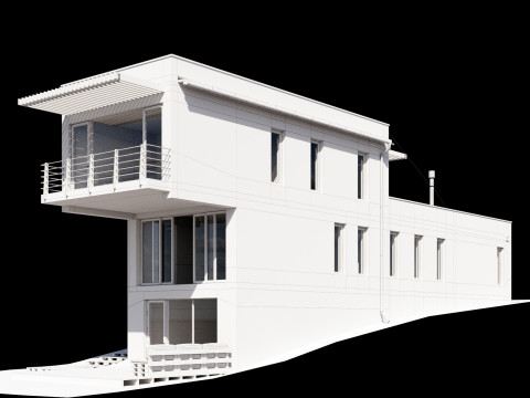 Modern house on a narrow plot 3D Modell