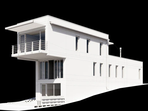 Modern house on a narrow plot 3D Model