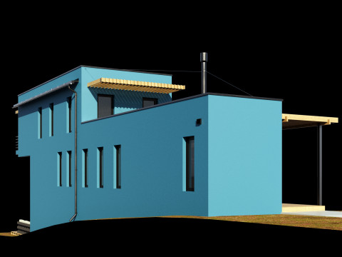 Modern house on a narrow plot 3D Modell