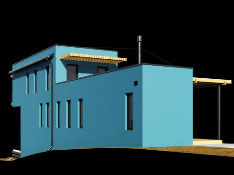 Modern house on a narrow plot 3D Model