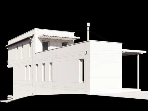 Modern house on a narrow plot 3D Model
