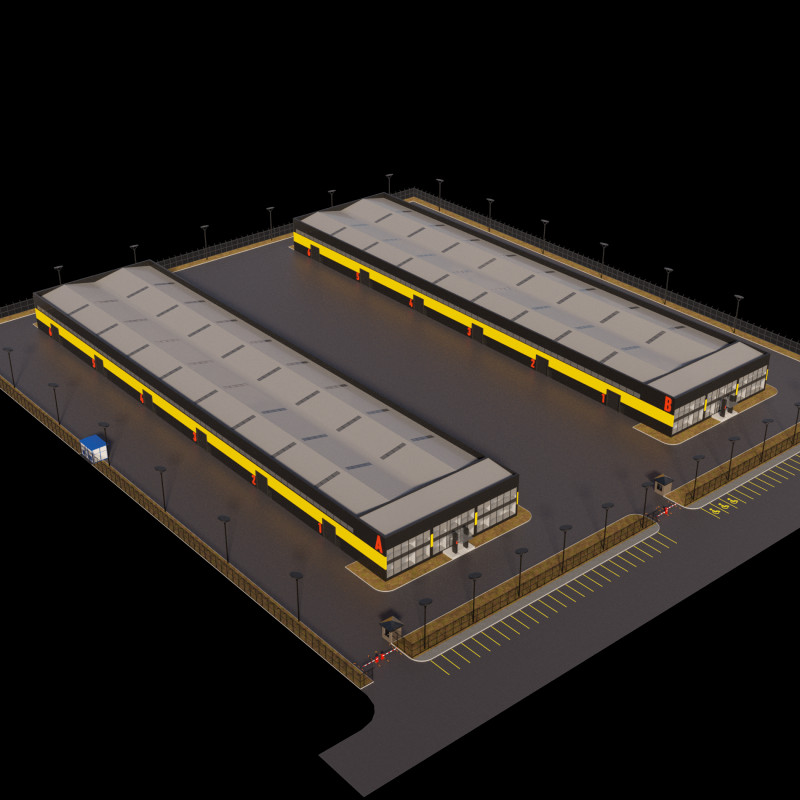 Logistic center 3D Model .c4d .max .obj .3ds .fbx .stl .blend