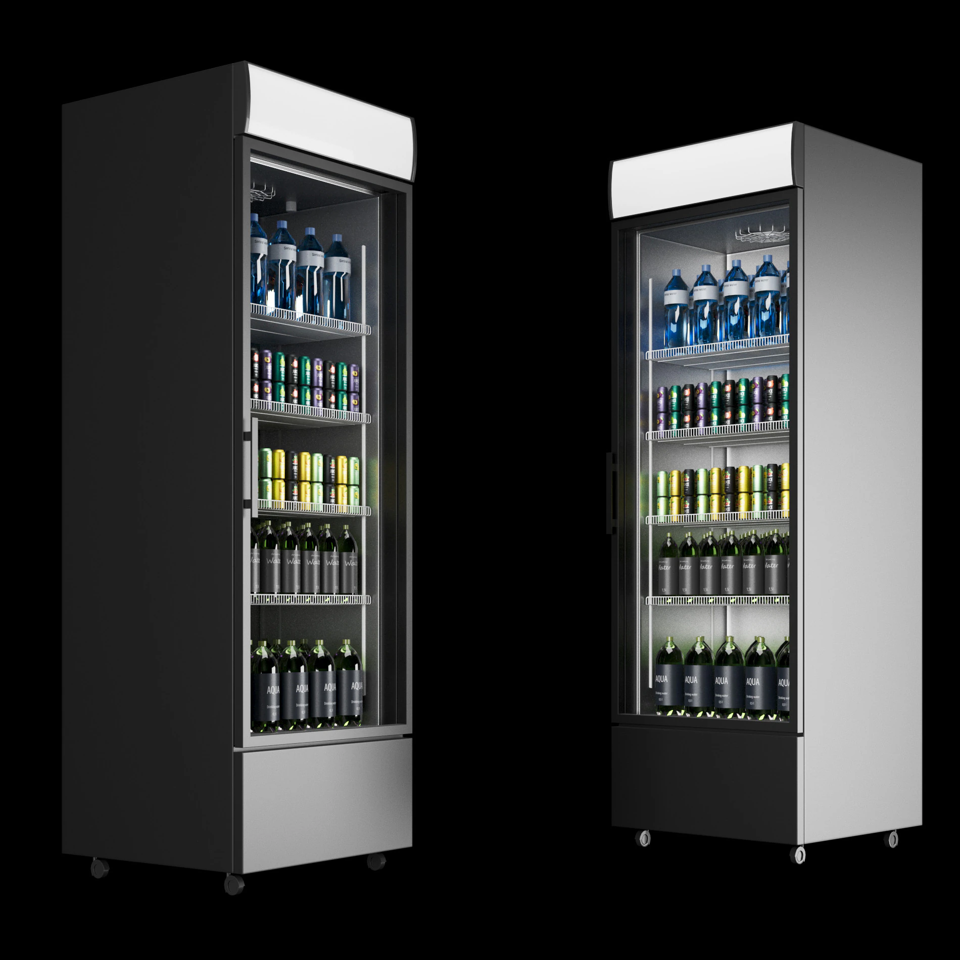 Fridge with drinks 1 3D Model .c4d .max .obj .3ds .fbx .stl .blend