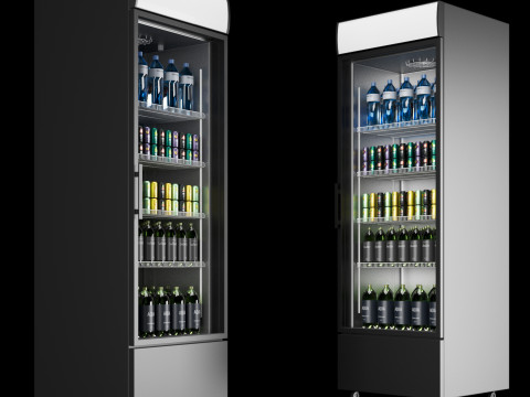 Fridge with drinks 1 3D Model