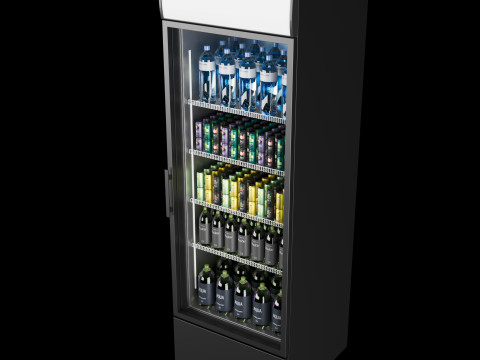 Fridge with drinks 1 3D Model