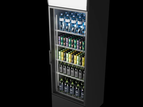Fridge with drinks 1 3D Model