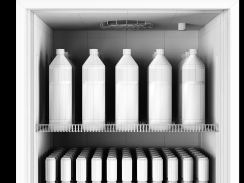 Fridge with drinks 1 3D Model
