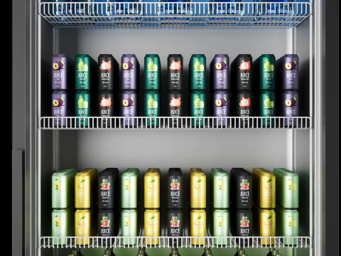 Fridge with drinks 1 3D Model