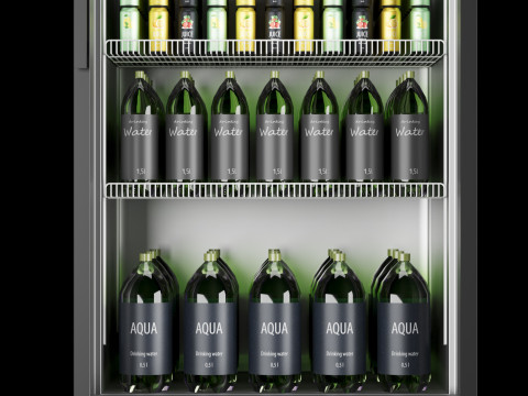 Fridge with drinks 1 3D Model