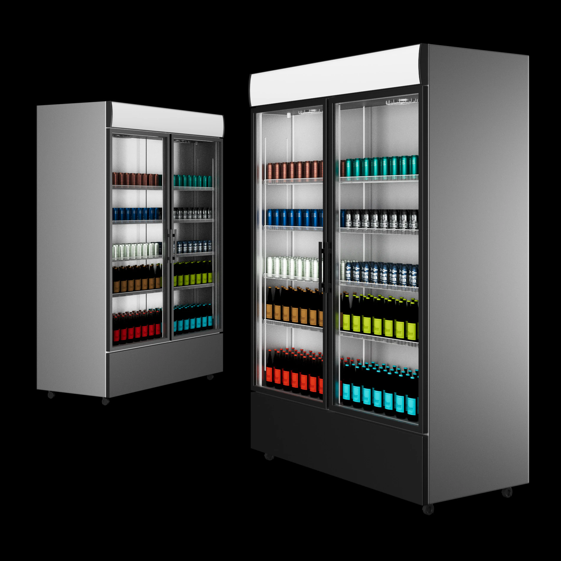 Fridge with drinks 2 3D Model .c4d .max .obj .3ds .fbx .stl .blend 