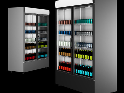 Fridge with drinks 2 3D Model