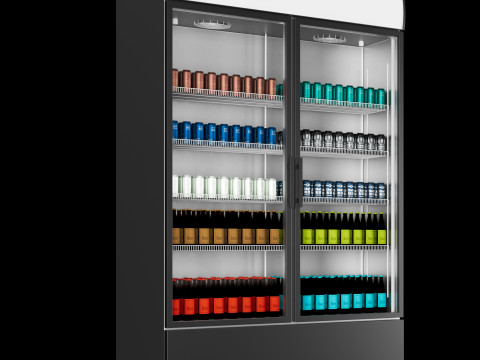Fridge with drinks 2 Model 3D