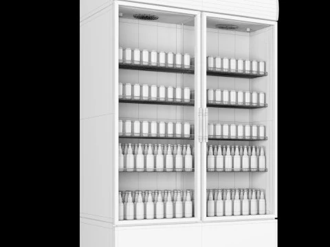Fridge with drinks 2 3D Model