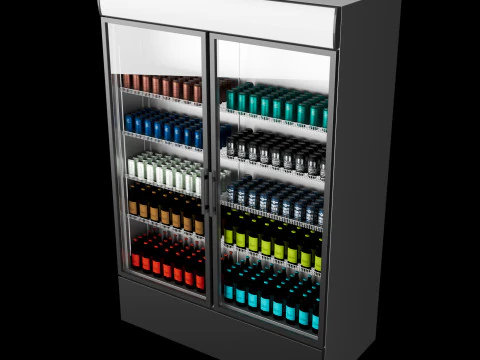 Fridge with drinks 2 3D Model