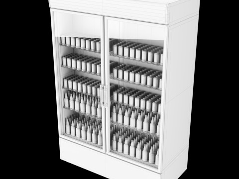 Fridge with drinks 2 Model 3D