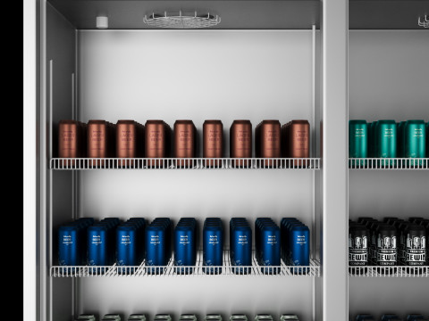Fridge with drinks 2 Model 3D