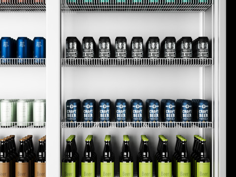 Fridge with drinks 2 Model 3D