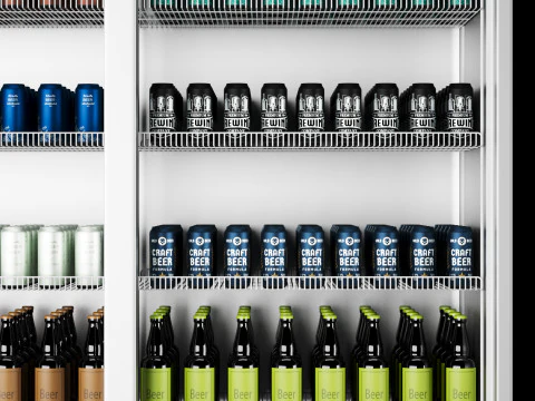 Fridge with drinks 2 3D Model