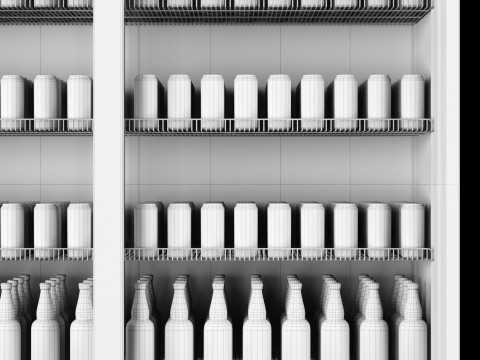 Fridge with drinks 2 Model 3D