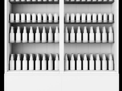 Fridge with drinks 2 3D Model