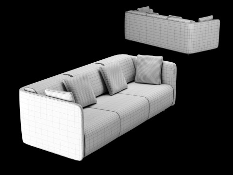Modern leather sofa with velvet pillow 3Dモデル