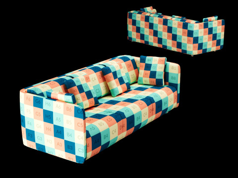 Modern leather sofa with velvet pillow 3Dモデル