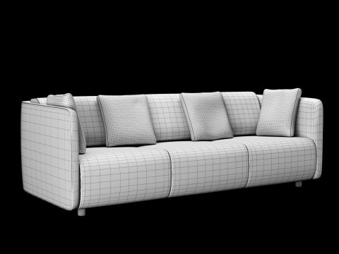 Modern leather sofa with velvet pillow 3Dモデル