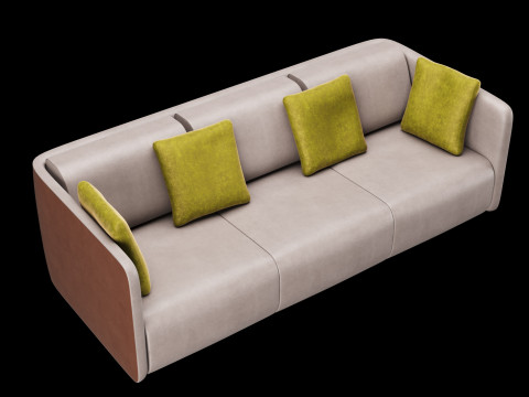 Modern leather sofa with velvet pillow 3Dモデル