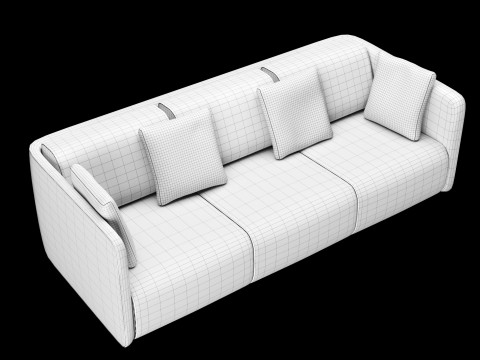 Modern leather sofa with velvet pillow 3Dモデル