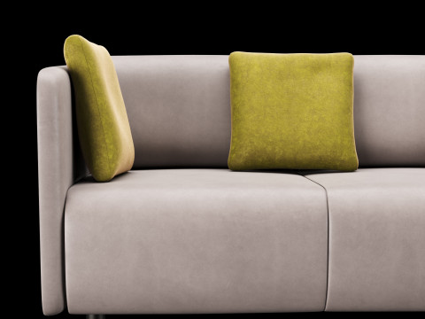 Modern leather sofa with velvet pillow 3Dモデル