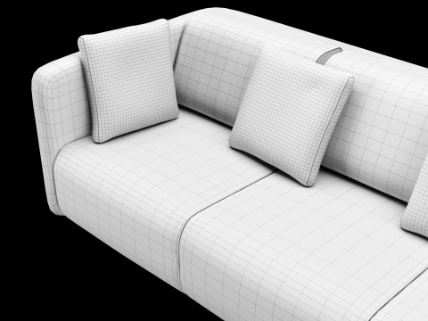 Modern leather sofa with velvet pillow 3Dモデル
