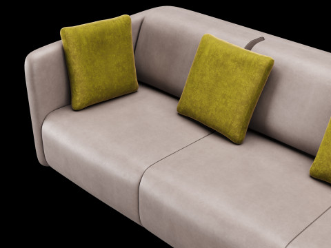 Modern leather sofa with velvet pillow 3Dモデル