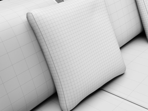 Modern leather sofa with velvet pillow 3Dモデル