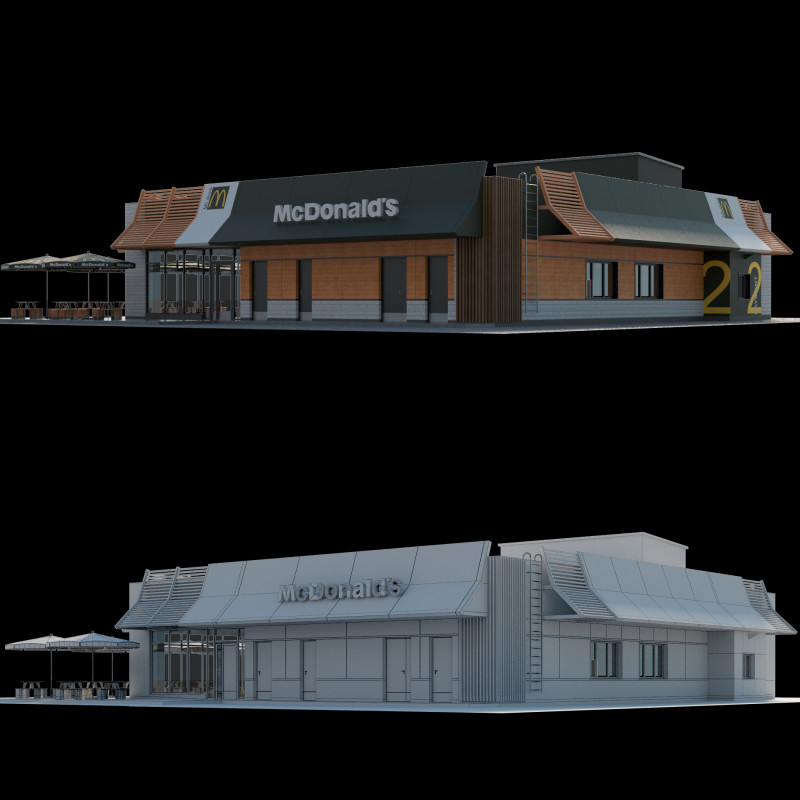 McDonalds Restaurant 3D 모델 .c4d .max .obj .3ds .fbx .stl .blend