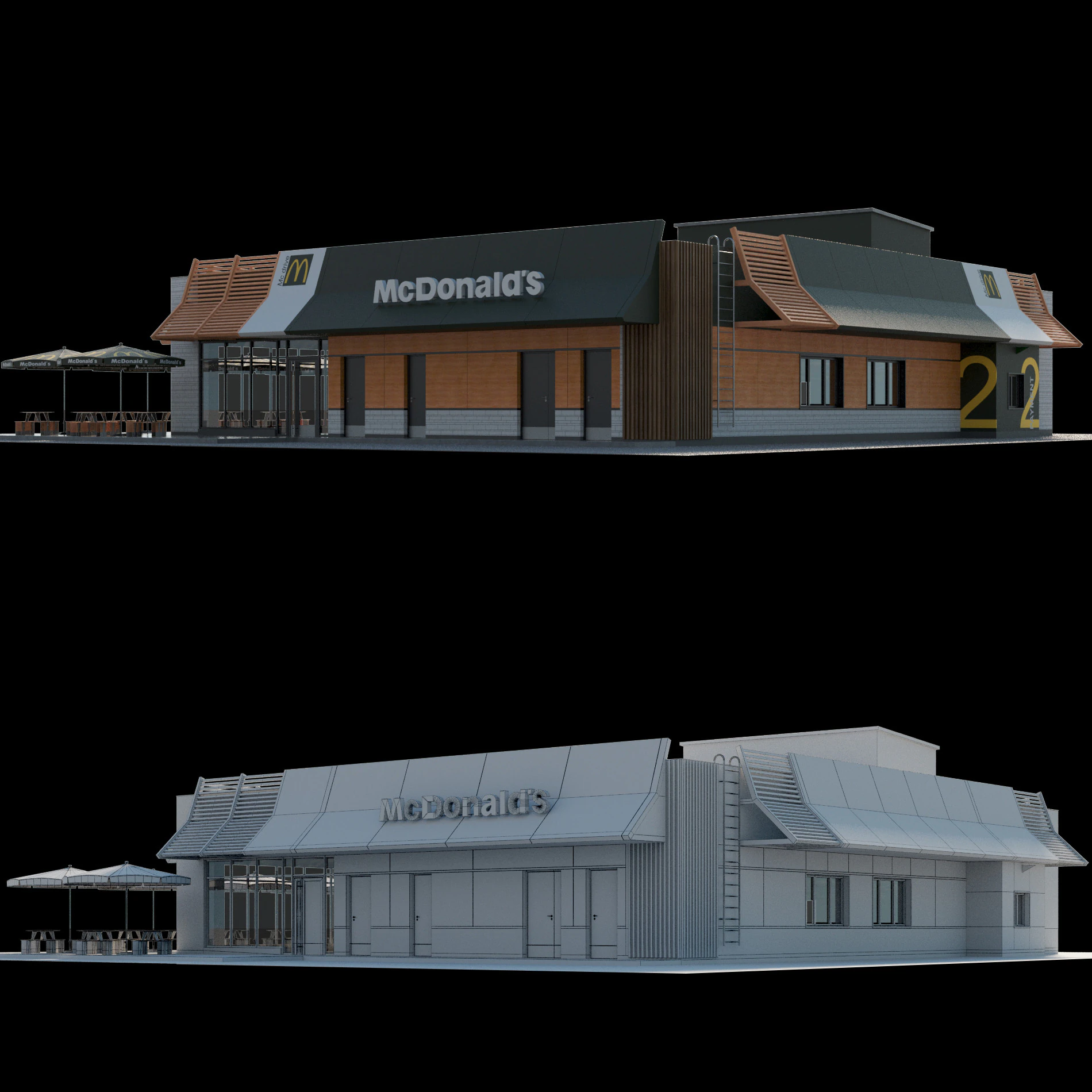 McDonalds Restaurant 3D Model .c4d .max .obj .3ds .fbx .stl .blend