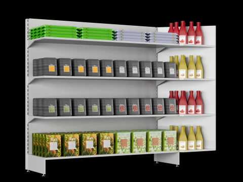 Shelves with goods 04 3D Model