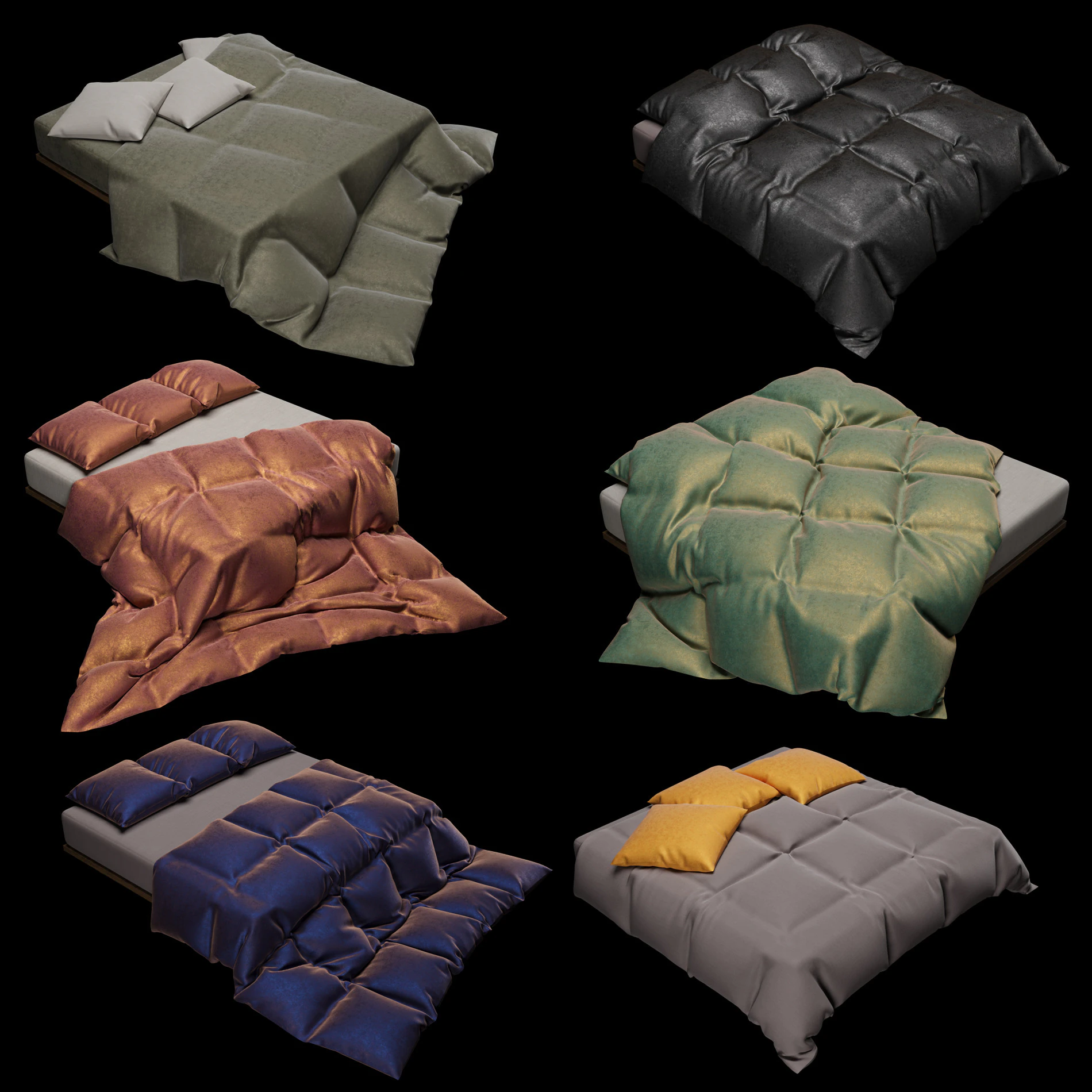 Bed Sheets Pack 02 3D Model .c4d .max .obj .3ds .fbx .stl .blend 