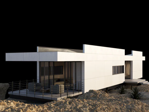Rumah modern di gurun Model 3D