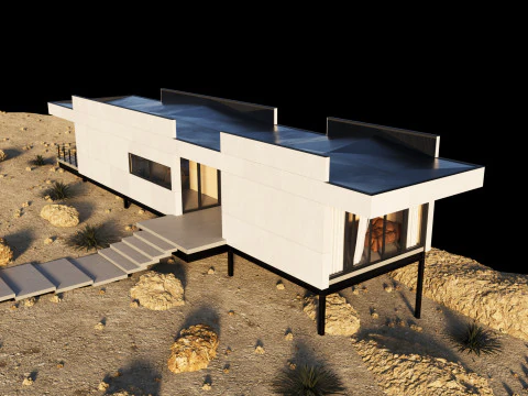 Modern house in desert 3D Model