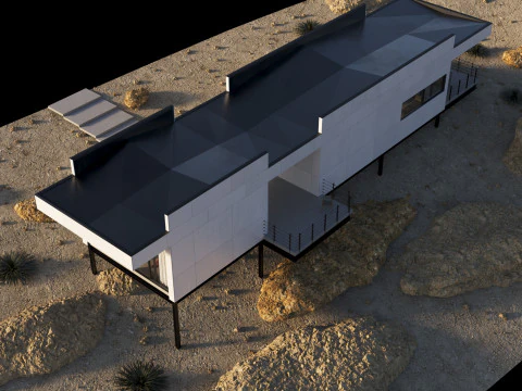Modern house in desert 3D Model