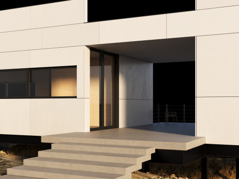 Modern house in desert Modello 3D