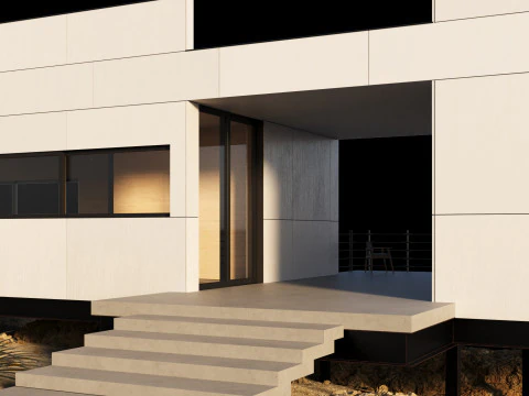 Modern house in desert 3D Model