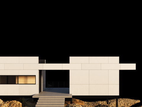Modern house in desert Modello 3D