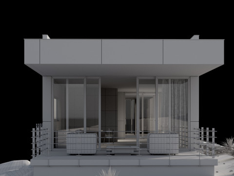 Modern house in desert Modello 3D