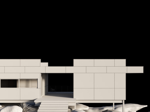 Modern house in desert Modello 3D