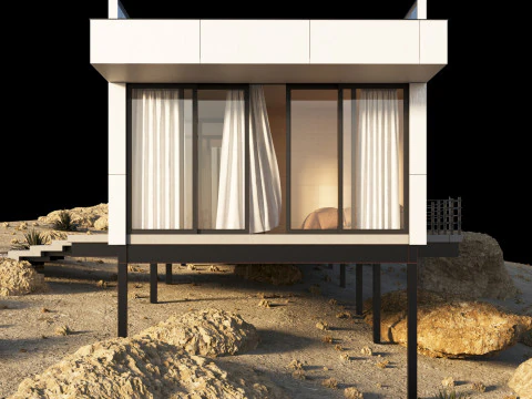 Modern house in desert 3D Model