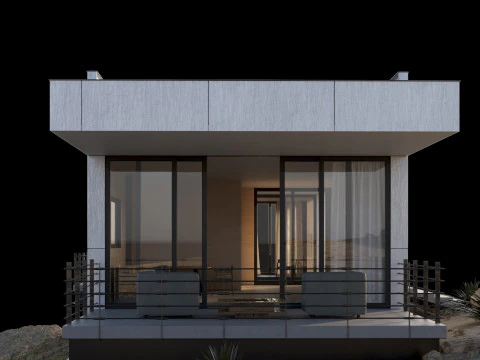 Modern house in desert 3D Model